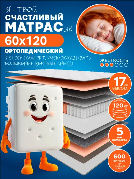 HAPPY MATTRESS Матрас SLEEP COMFORT 60х120 см ортопедический пружинный