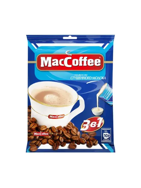 MACCOFFEE Напиток кофейный растворимый 3 в 1, 10 пакетиков