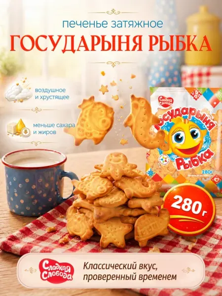 Сладкая слобода Печенье затяжное Государыня Рыбка, 280 г