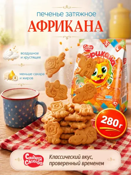 Сладкая слобода Печенье затяжное Африкана 280 гр