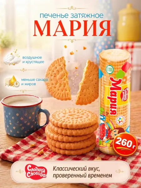 Сладкая слобода Печенье Мария затяжное 440 гр
