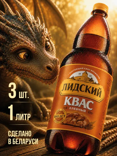 Лидский квас Квас Белорусский Лидский хлебный 1 л х 3 шт