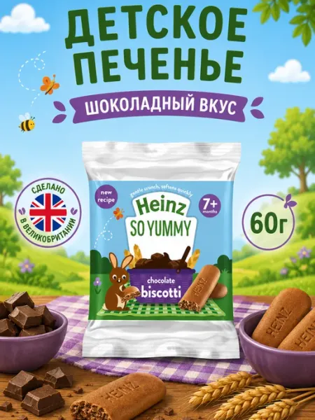 Heinz Хайнц So Yummy Яблочные бискотти детское печенье 60 г