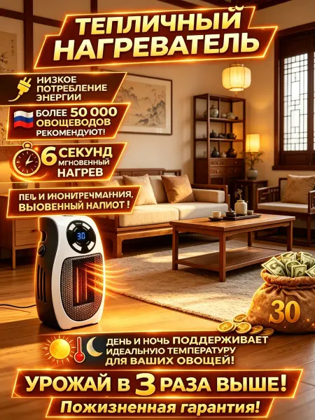 Маленький обогреватель для теплицы с быстрым нагревом