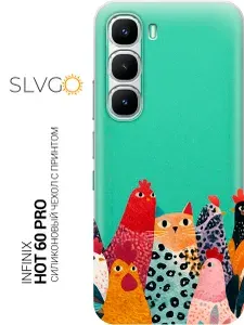 Силиконовый чехол на Infinix Hot 60 Pro с принтом Котик на птичьем дворе, trn