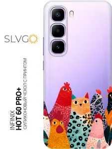 Силиконовый чехол на Infinix Hot 60 Pro+ с принтом Котик на птичьем дворе, trn