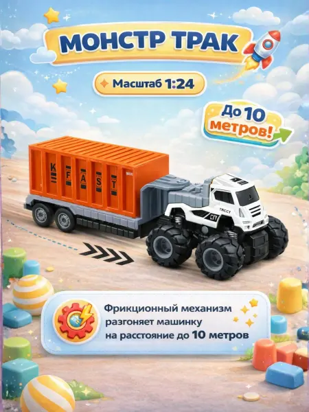 Машинка фрикционный грузовик с контейнер