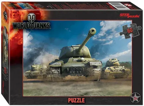 Детский пазл "World of Tanks", игра-головоломка паззл для детей, Step Puzzle, 60 деталей мозаики