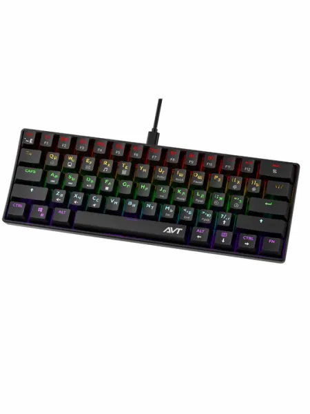 Проводная игровая клавиатура 60% с RGB подсветкой, компактная