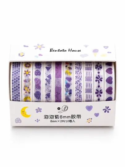 Декоративный скотч Washi Tape, набор цветных клейких лент для блокнотов и альбомов
