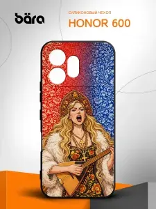 Чехол на Honor 600/Хонор 600 с надписью русская девушка с балалайкой