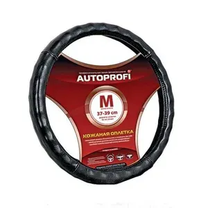 AUTOPROFI Оплетка на руль (L) BLACK натуральная кожа