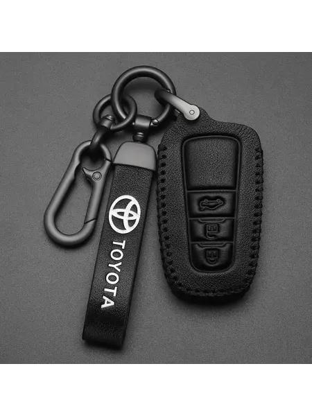Кожаный чехол брелок черного цвета для автомобильного ключа