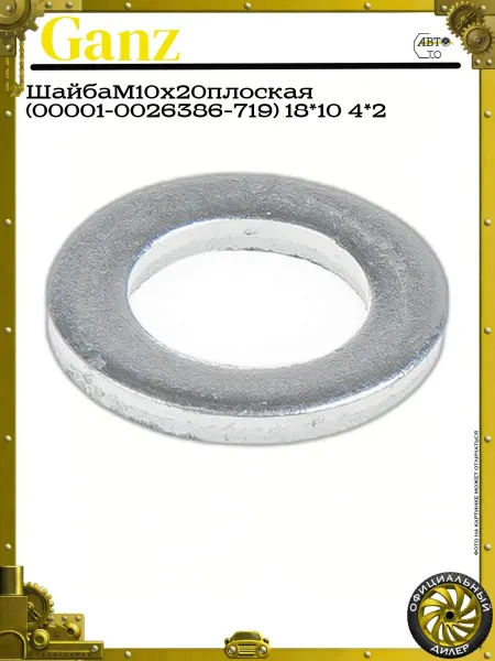 GANZ ШайбаM10x20плоская (00001-0026386-719) 18*10 4*2