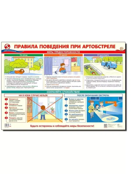 Издательство Сфера Плакат Правила поведения при артобстреле А2