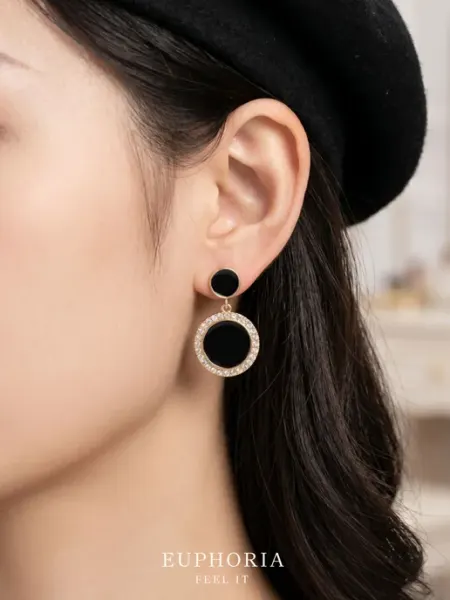 Euphoria Store Серьги бижутерия золотистые черные