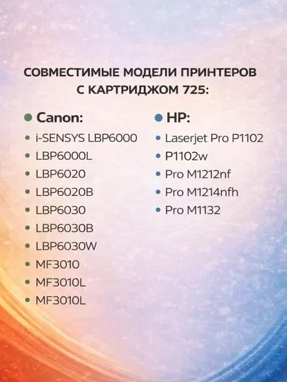 Картридж 725 для лазерных принтеров Canon LBP6000/6020/6030 и MF3010