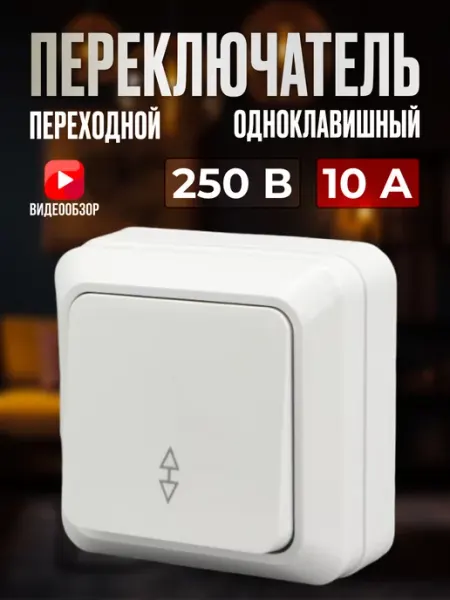 TDM Electric Выключатель одноклавишный наружный для светильника белый