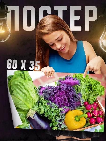 Print Master Постер на стену Корзинка овощей 60х35 см