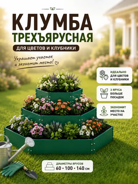 VIGORHIT Клумба трехъярусная для клубники грядка оцинкованная