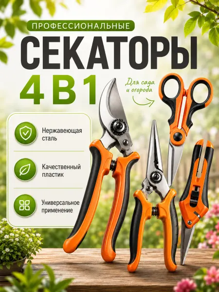 Секаторы садовые набор 4 шт