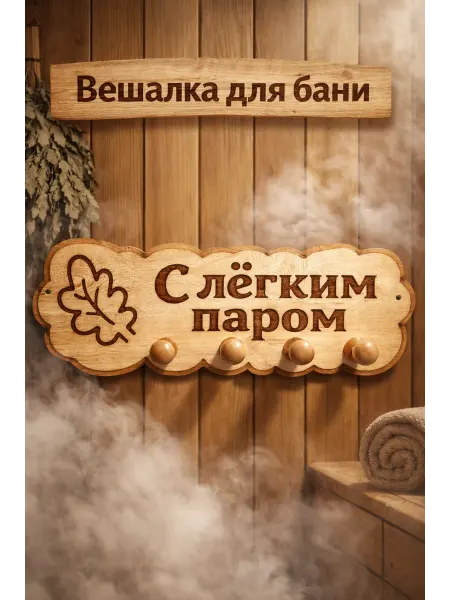 AGACH мебель Вешалка деревянная настенная для бани и сауны с надписью