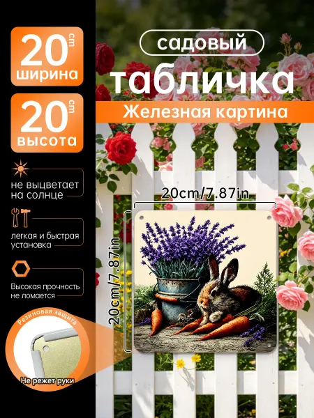 Уличный декор Железная картина Кролик Морковь подарок