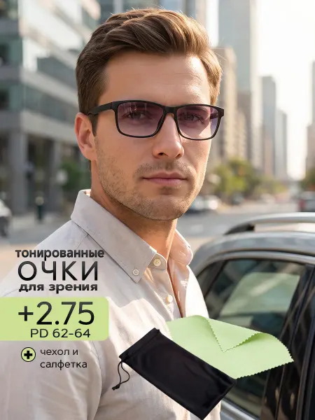 МиОптика Очки для зрения с тонированными линзами +2.75