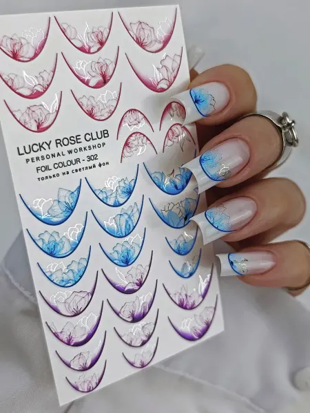 Lucky Rose Club Слайдеры наклейки для ногтей набор 4 шт. цветы
