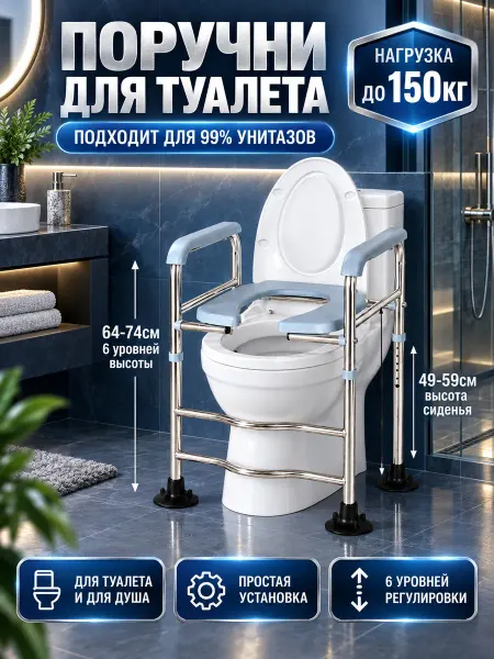 Стул-туалет с поручнями для послеоперационной гигиены