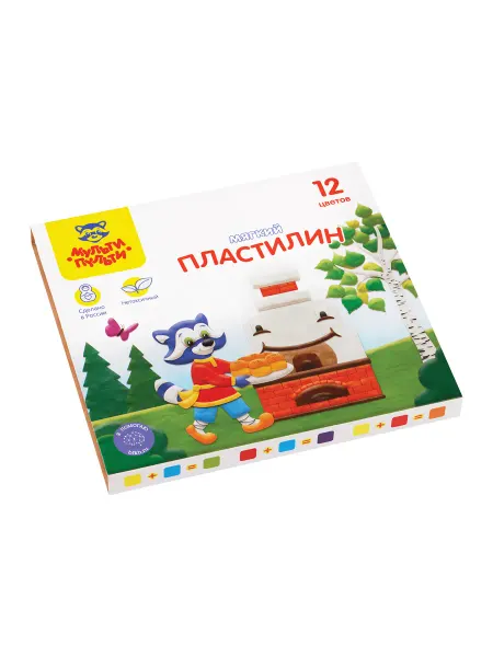 Пластилин Мульти-Пульти "Енот в сказке", 12 цветов, 144г, с