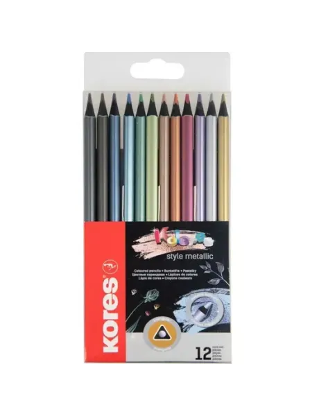 Kores Карандаши цветные Kolores Metallic Style 12 цв. трехгранные