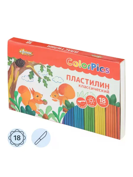 Пластилин клас.Комус Класс(№1 School)Color Pics наб.18 цв,3