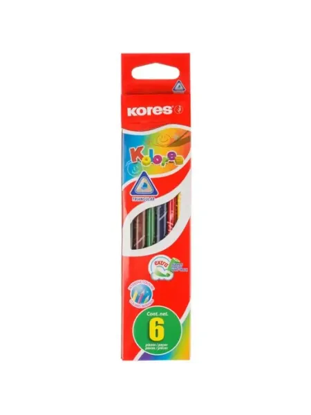 Kores Карандаши цветные 6 цветов трехгранные
