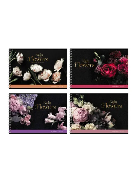 Альбом для рисования 40л, А4, на гребне BG "Night flowers"