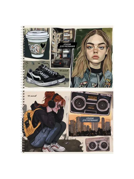 Альбом для рисования 48л, А4, на гребне BG "Коллаж"