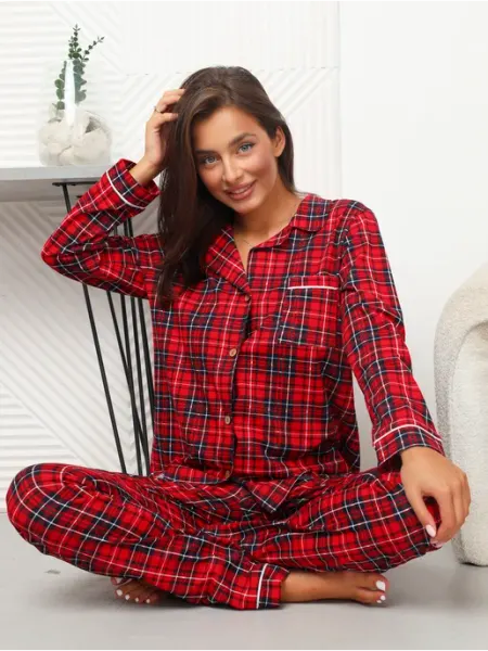 Ilookhome Пижама в клетку со штанами костюм домашний летний
