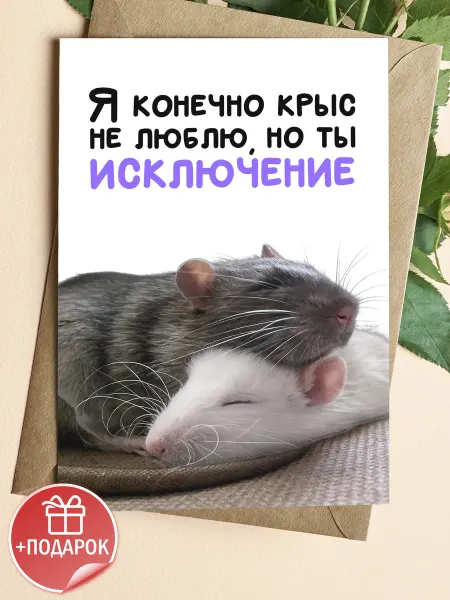 Подарочные открытки Милая открытка с крысами для любимого человека