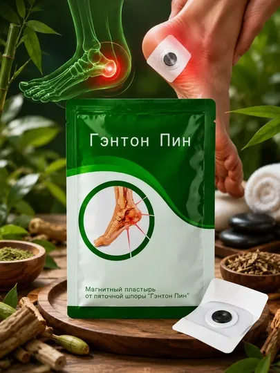 Гэнтон Пин, магнитный пластырь от пяточной шпоры, против трещин на пятках