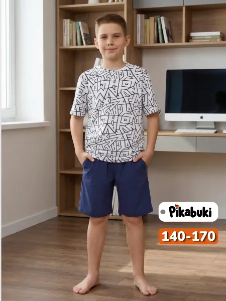 PIKABUKI Пижама с шортами и футболкой оверсайз