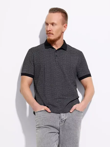 CLEVER WEAR Футболка поло с коротким рукавом и воротником в полоску