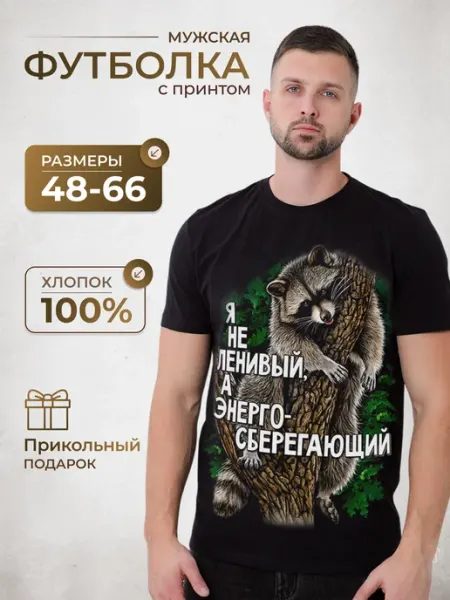 МИР МАЕК Футболка с прикольным принтом и надписью