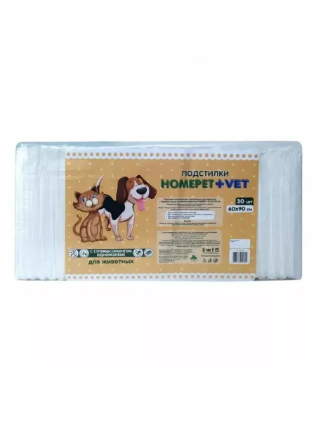 HomePet Пеленки для животных, гелевые 60х90 см, 30 шт в уп