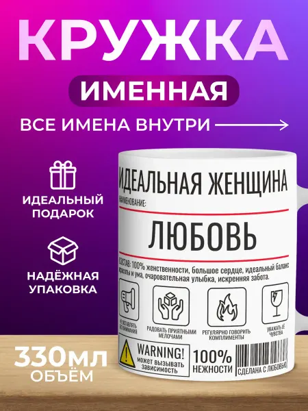 Мятая мята Кружка именная идеальная женщина - Любовь (Люба)