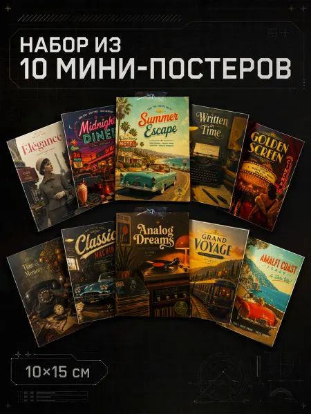 Набор мини постеров Ретро винтаж