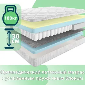 Матрас 60x195 односпальный, Матрасович Performance пружинный с эффектом памяти ортопедический анатомический для сна