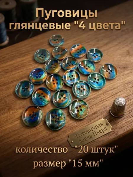 Пуговичная лавка Пьера Пуговицы пластиковые перламутровые 15 мм