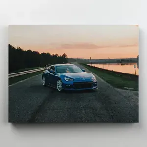 Интерьерная картина на холсте "Синий спортивный автомобиль - Subaru BRZ" на подрамнике 60x45 см
