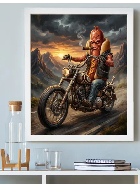 Art on Canvas Хот-дог на мотоцикле Картина по номерам на холсте 40х50 см
