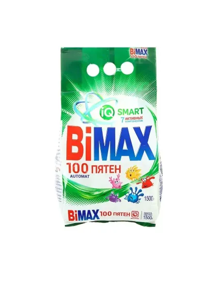BIMAX Стиральный порошок, автомат, для белого белья, 1.5 кг